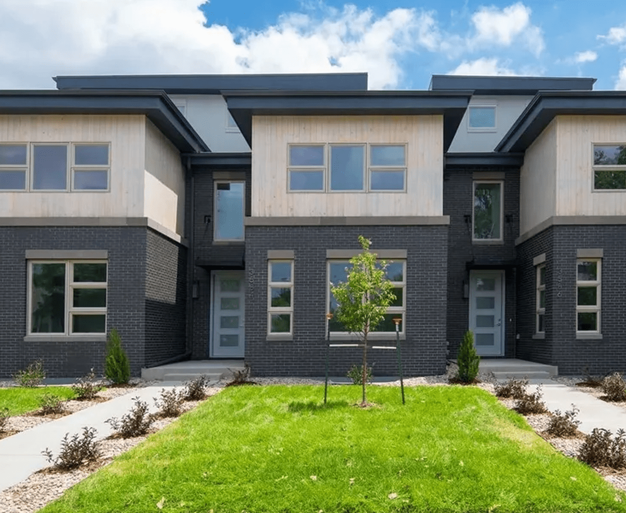 Modern townhouse with brick exterior