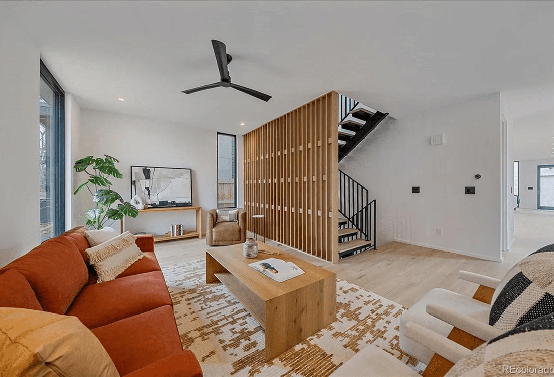 Contemporary living space design with plants